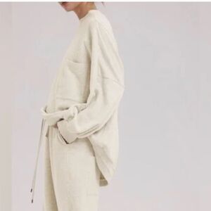 Nap Loungewear Women's Cream Mock Neck Drawstring Hem Sweatshirt Size XXS